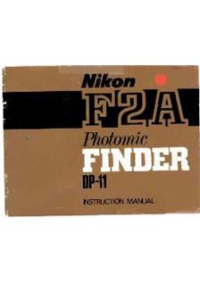 Nikon DP 11 Photomic Head manual. Camera Instructions.